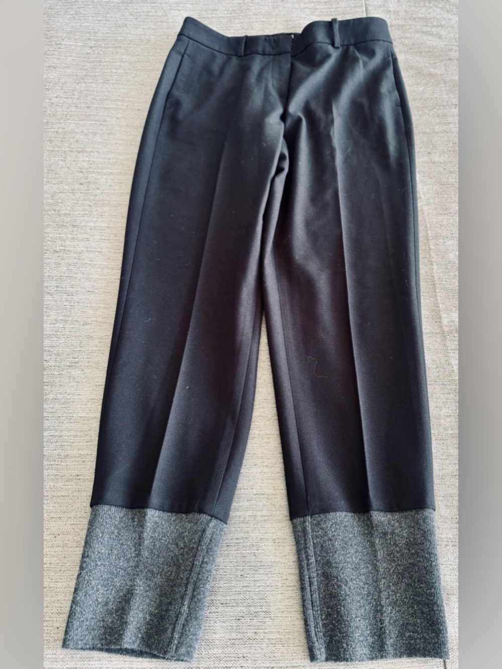 Capellini Women's Black Trousers with Gray Cuff Accent, made in Italy, S